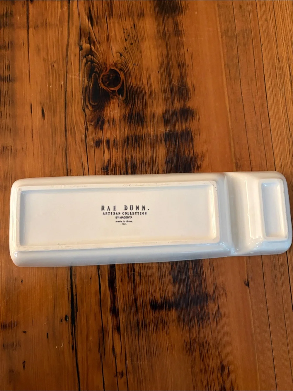 Rae Dunn White Ceramic Divided Tray with LOVE Lettering